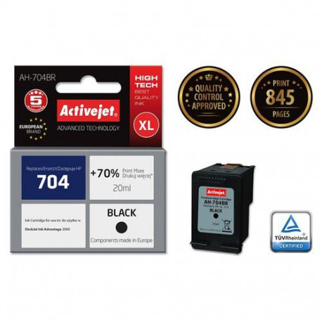 Activejet AH-704BR ink (replacement for HP 704 CN692AE; Premium; 20 ml; black)