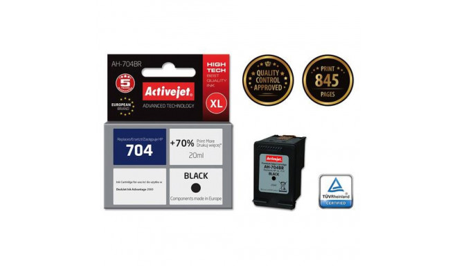 Activejet AH-704BR ink (replacement for HP 704 CN692AE; Premium; 20 ml; black)