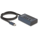 "DELOCK USB 10 Gbps Hub mit 4 USB Type-C Ports davon 3 x Datenport + 1 x Daten und PD 20 Watt mit Le