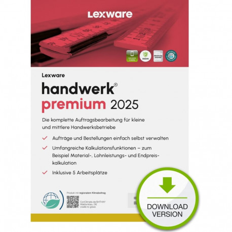 Lexware handwerk Premium 2025 – 1 seade, 1 aasta – ESD-allalaadimine