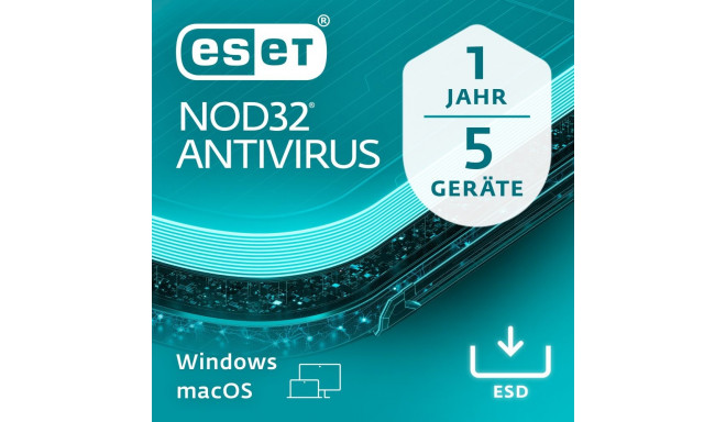 ESET NOD32 viirusetõrje - 5 kasutajat, 1 aasta - ESD-DownloadESD