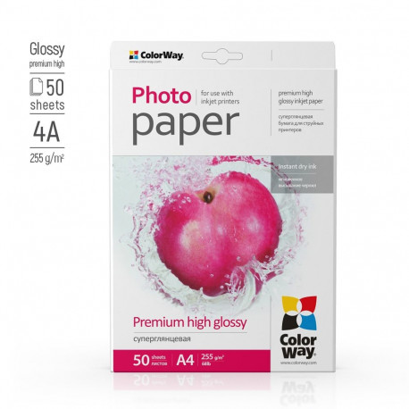 ColorWay Photo Paper, 50 sheets | 255 g/m² | A4 | Premium High Glossy