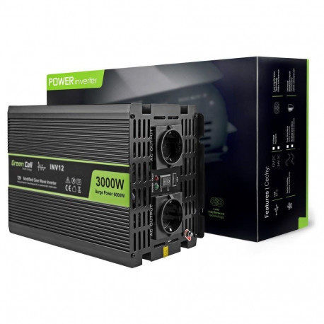 Green Cell registreeritud pingega auto inverter 12V to 220V 3000W/6000W
