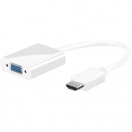 Konverter HDMI (M) - VGA + Audio, 2K, valge, HDCP tugi