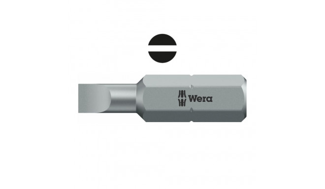 Wera 800/1 Z slotted screwdriver bit – 0.5 x 3.0 x 25 mm, 1/4" hexagon drive, tough viscous construc