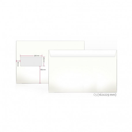 Ümbrikud aknaga (45x90) C5 162x229mm, 1000tk