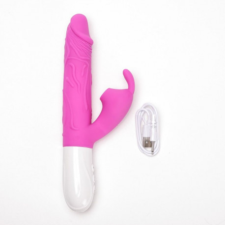 Rabbit-tüüpi silikoonist vibraator USB-ga laetav, lilla