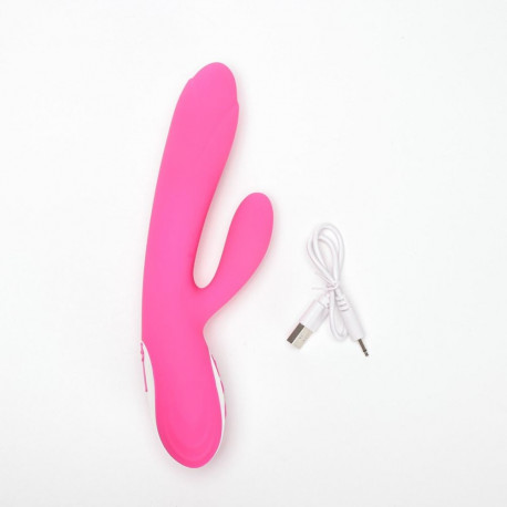 Vibraator silikoonist jänes-tüüpi USB-ga laetav, roosa