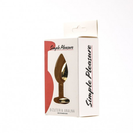 Anaalkork terasest suurus S punase südamekujulise kristalliga, kuldne