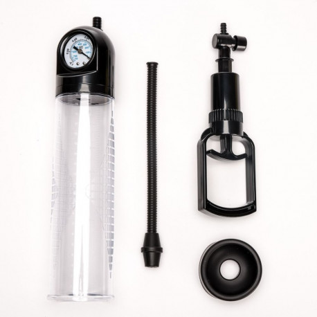 Pompka Próżniowa Do Powiększania Penisa Z Manometrem Duża Z Tłokiem Przezroczysta