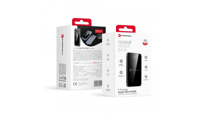 Powerbank compatible with MagSafe Forcell F-Energy SuperSlim F10K8 QC4.0 PD3.0 15W 10000 mAh black