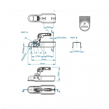 Haagise veopea 750kg 70mm nelikant