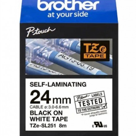 BROTHER TZESL251 24 MM BLACK ON WHITE SELF LAMINATE