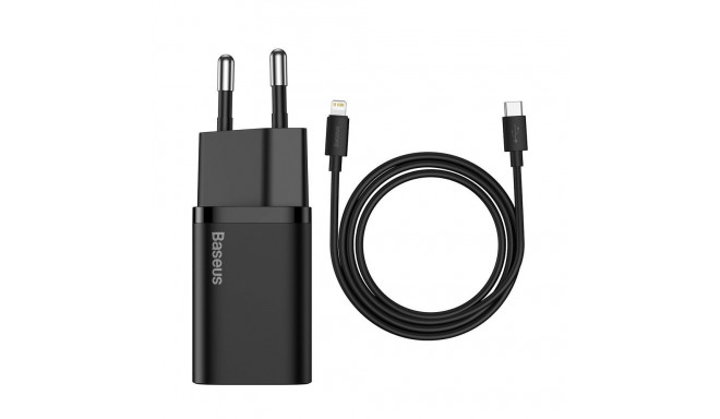 Baseus Super Si 1C fast charger USB Type C 20W Power Delivery + USB Type C - Lightning cable 1m blac