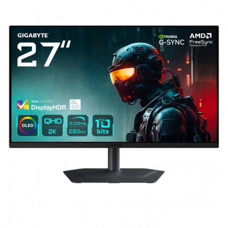 GIGABYTE MO27Q2A 27” OLED 2K QHD Gaming Monitor - 2560 x 1440, 280Hz, 0.03ms, 250 cd/m², FreeSync Pr