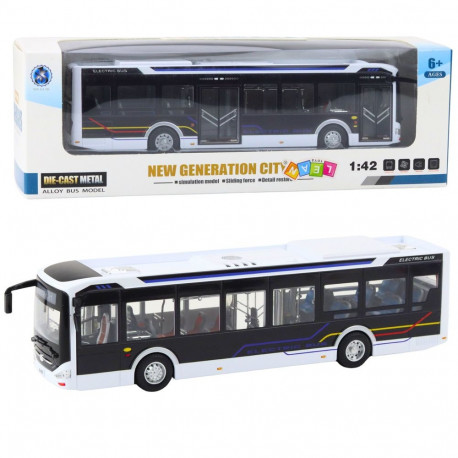 Autobus Metalowy Miejski Światła Dźwięk 1:42 Biały