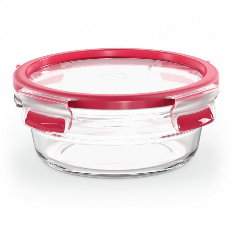 "Emsa N10403 Clip & Close Glas Frischhaltedose rund 0.6 L Transparent/Rot"