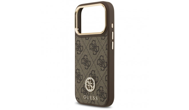 Guess 4G Strass logo ja suur rihm metallnupud MagSafe ümbris iPhone 17 Pro pruun