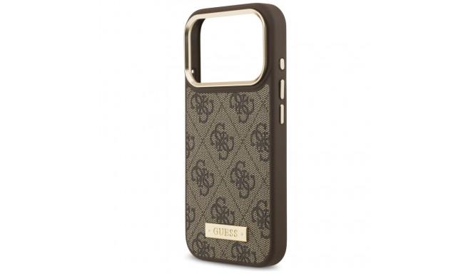 Guess 4G Logo Plate MagSafe ümbris iPhone 17 Pro jaoks pruun