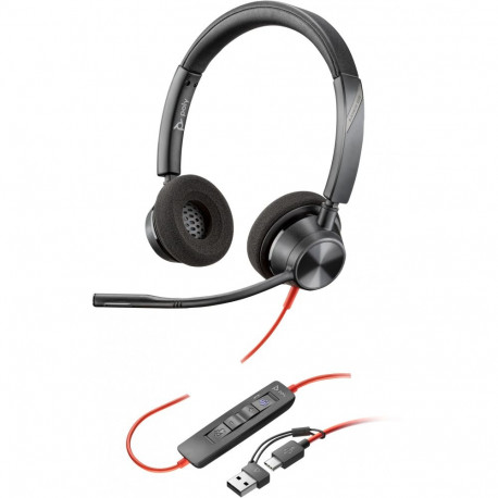 HP Poly Blackwire 3320 Stereo Microsoft Teams Certified USB-C Headset +USB-C/A Adapter (214012-01)