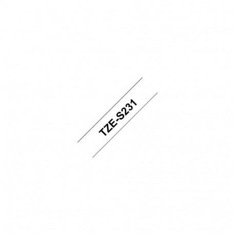 Brother TZ-S231 tugev liimiga lamineeritud lint must valgel TZe 8 m 1,2 cm