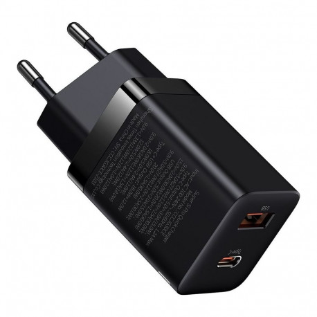 Baseus Super Si Pro kiirlaadija USB + USB-C 30W (must)