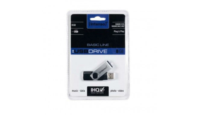 USB-pulk INTENSO Basic Line 8 GB Must Hõbe 8 GB USB-pulk
