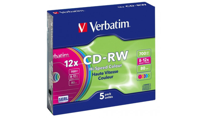 CD-R Verbatim CD-RW Colour 12x 700 MB 12x (5 Ühikut)