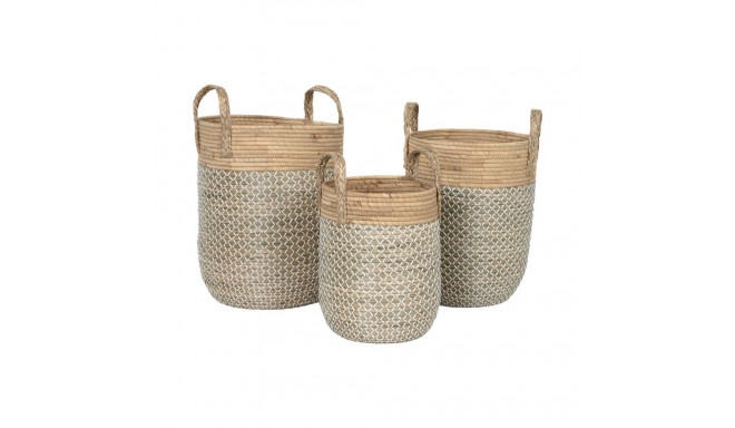 Korvikomplekt Home ESPRIT Valge Naturaalne Helepruun PVC Köis Merihein Luga (3 Tükid, osad)