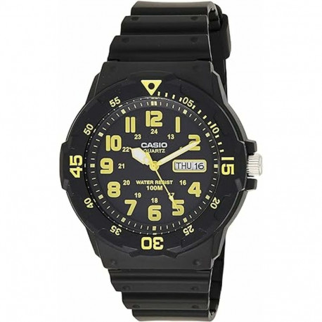Meeste Kell Casio DIVER 100M Kollane Must (Ø 44,5 mm)