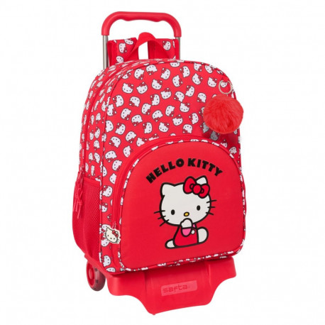 Ratastega koolikott Hello Kitty Iconic Valge Punane 33 x 42 x 14 cm