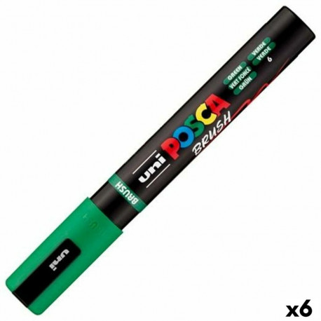 Marker BRUSH POSCA PC-5BR Green (6 Units)