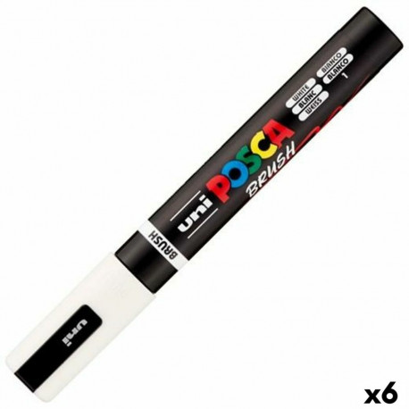 Marker BRUSH POSCA PC-5BR White (6 Units)
