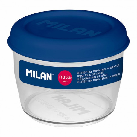 Hermetic Lunch Box Milan 500 ml Blue Transparent Plastic Circular Ø 12 cm