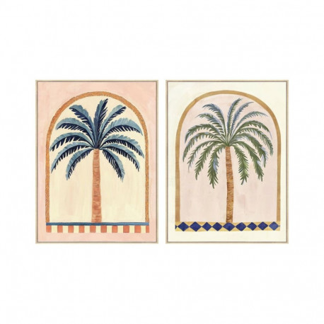 Canvas Home ESPRIT Green Beige Palms Colonial 75 x 4 x 100 cm (2 Units)