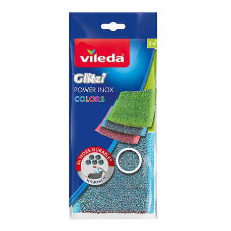 Scourer Vileda glitzi Stainless steel Assorted colours (Eliminates stubborn and ingrained stains) (2
