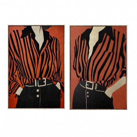 Kangas Home ESPRIT Must Punane Linna 83 x 4 x 123 cm (2 Ühikut)