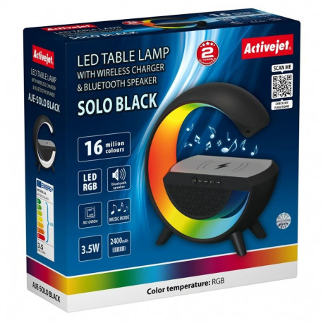 Laualamp Activejet AJE-SOLO RGB Black Must Mitmevärviline Plastmass 2,8 x 43,5 x 8 cm