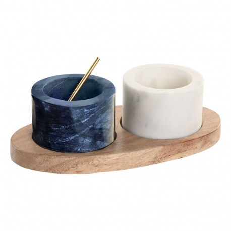 Salt and Pepper Shakers Home ESPRIT White Black Natural Stainless steel Acacia 20 X 10 X 7,6 CM