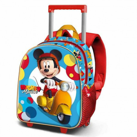 Ratastega 3D-kooliseljakott Mickey Mouse Scooter Sinine Punane 26 x 13 x 34 cm