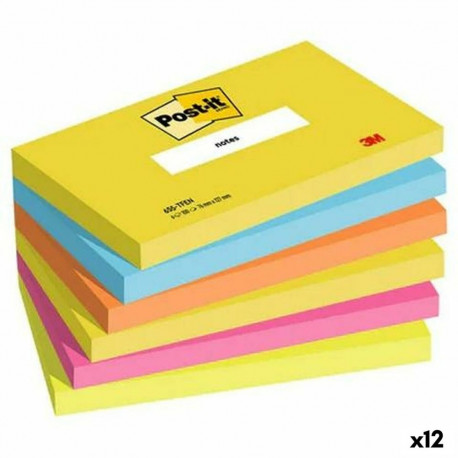 Kleepuvad Märkmepaberid Post-it Mitmevärviline 76 x 127 mm 6 Tükid, osad (12 Ühikut)