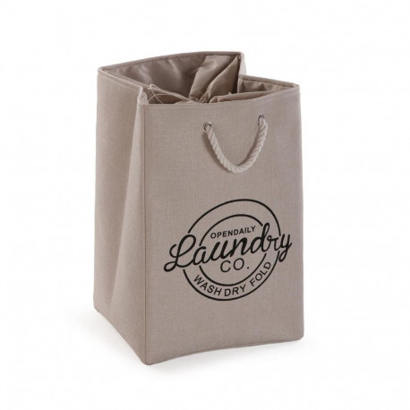 Laundry basket Versa Cream Polyester PVC Metal EVA 30 x 55 x 36 cm