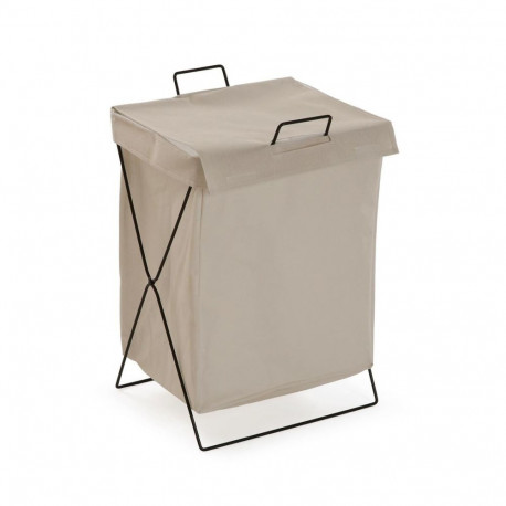 Laundry basket Versa Cream Polyester Metal Polyethylene 35 X 48 X 30 CM