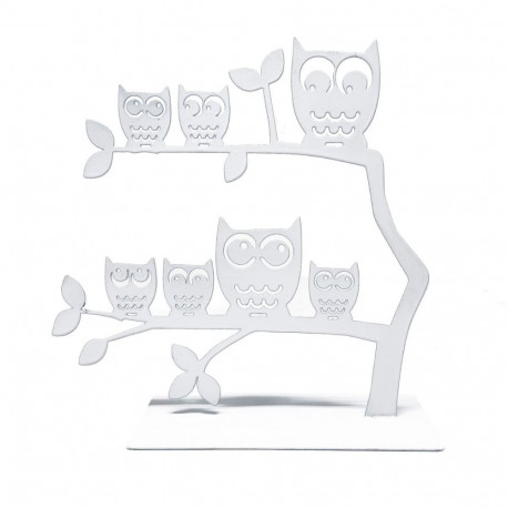 Jewellery Stand Versa White Metal Iron 7 X 18 X 18 CM Owl Famil