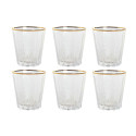 Set of glasses Home ESPRIT Transparent Golden Crystal With relief 350 ml (6 Units)