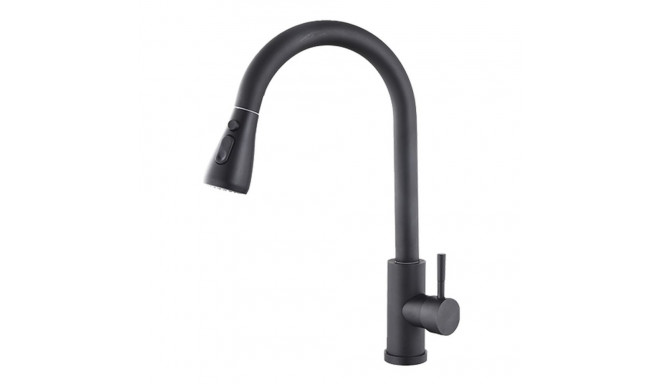 Ühe käepidemega segisti Fontastock Must Roostevaba teras Keraamiline C-kujuline