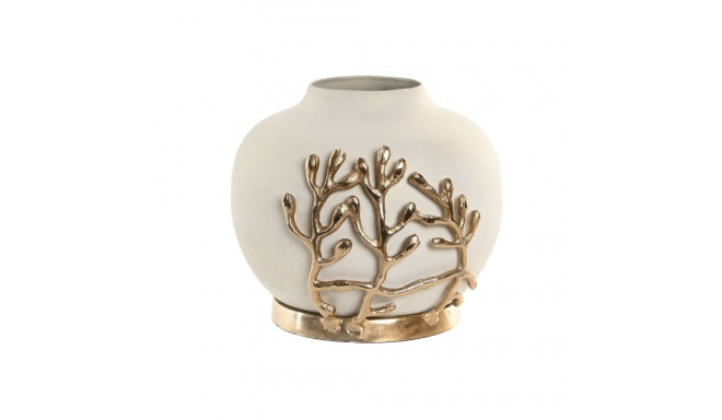 Vase Home ESPRIT White Golden Aluminium Modern 19 x 19 x 18 cm