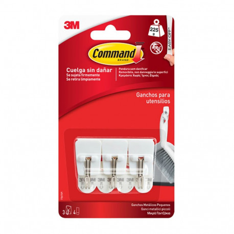 Hook for hanging up 3M 225 g 19 X 41 X 19 MM White Steel (3 Units)