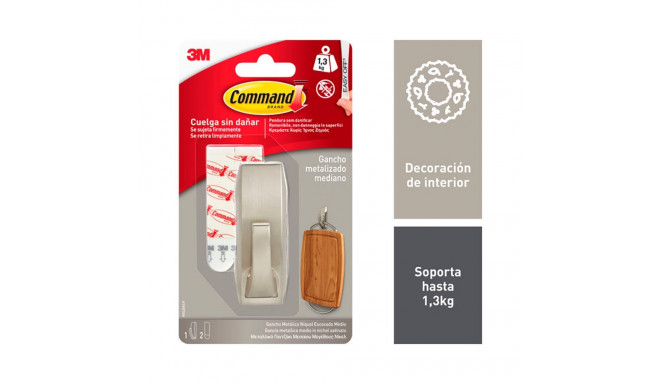 Konks riputamiseks 3M 1,3 kg 29 X 79 X 29 MM Hõbedane Metall (1 Ühikut)