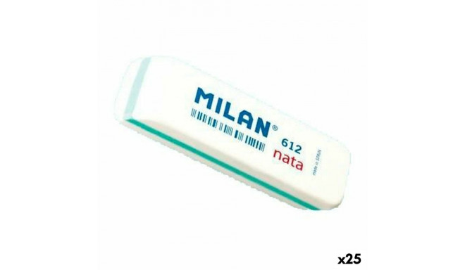 Eraser Set Milan 612 NATA White 7,8 x 2,3 x 1,2 cm 12 Pieces (25 Units)